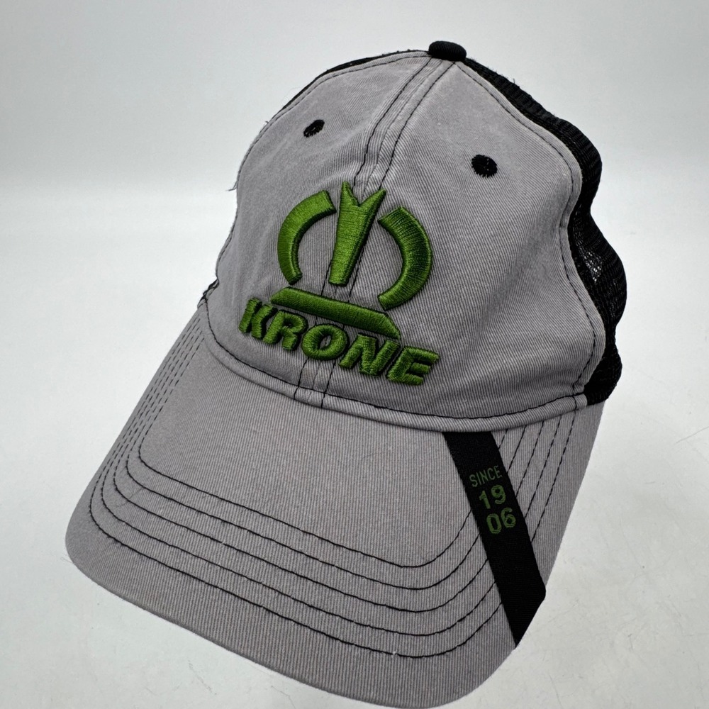 KRONE Trucker Hat Mesh Cap Gray Black Green Logo Since‎ 1906 Adjustable